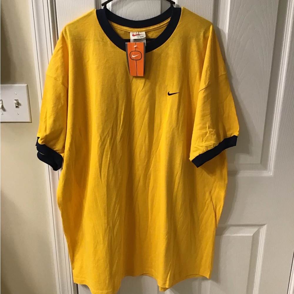 **SOLD** Vintage Y2K Nike Yellow Ringer Tee XXL Deadstock w/Tags Made in Mexico